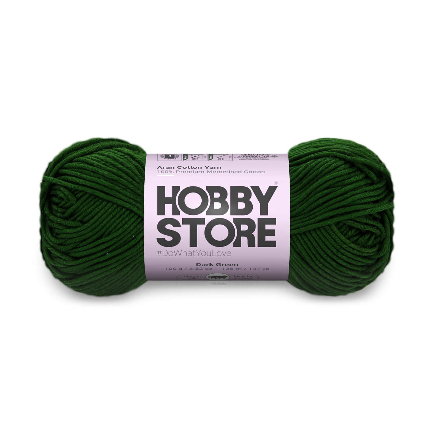 Aran Mercerised Cotton Yarn by Hobby Store - Dark Green - 415