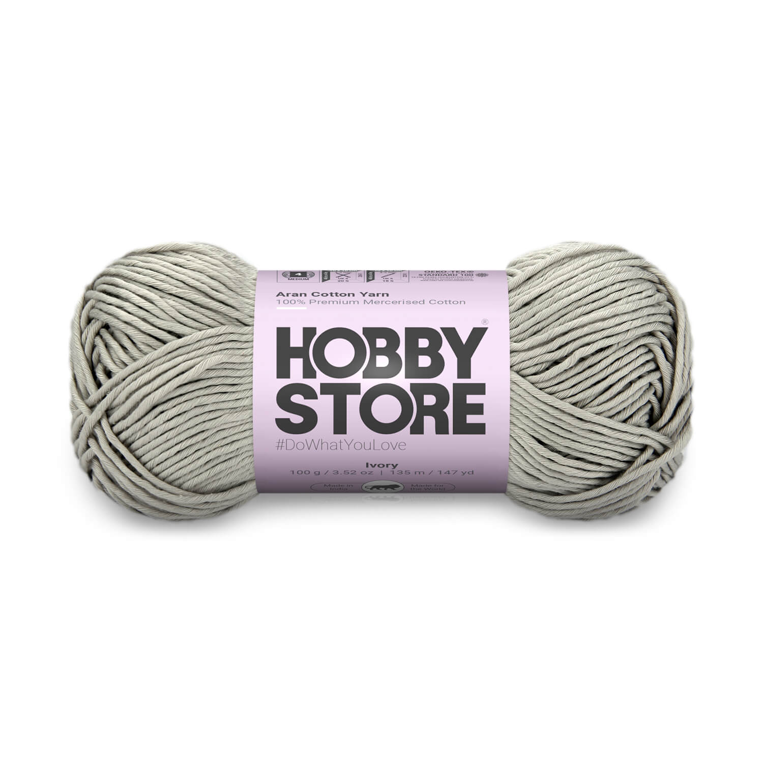 Aran Mercerised Cotton Yarn by Hobby Store - Ivory - 419