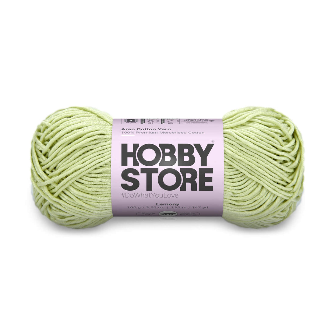 Aran Mercerised Cotton Yarn by Hobby Store - Lemony - 424