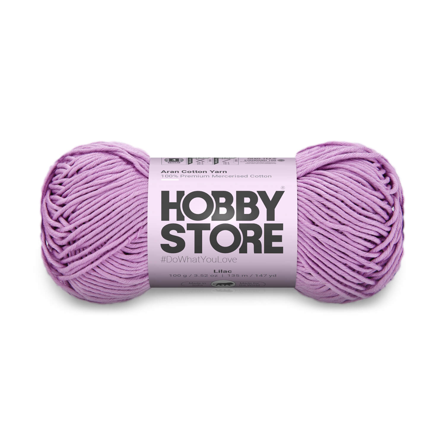 Aran Mercerised Cotton Yarn by Hobby Store - Lilac - 425