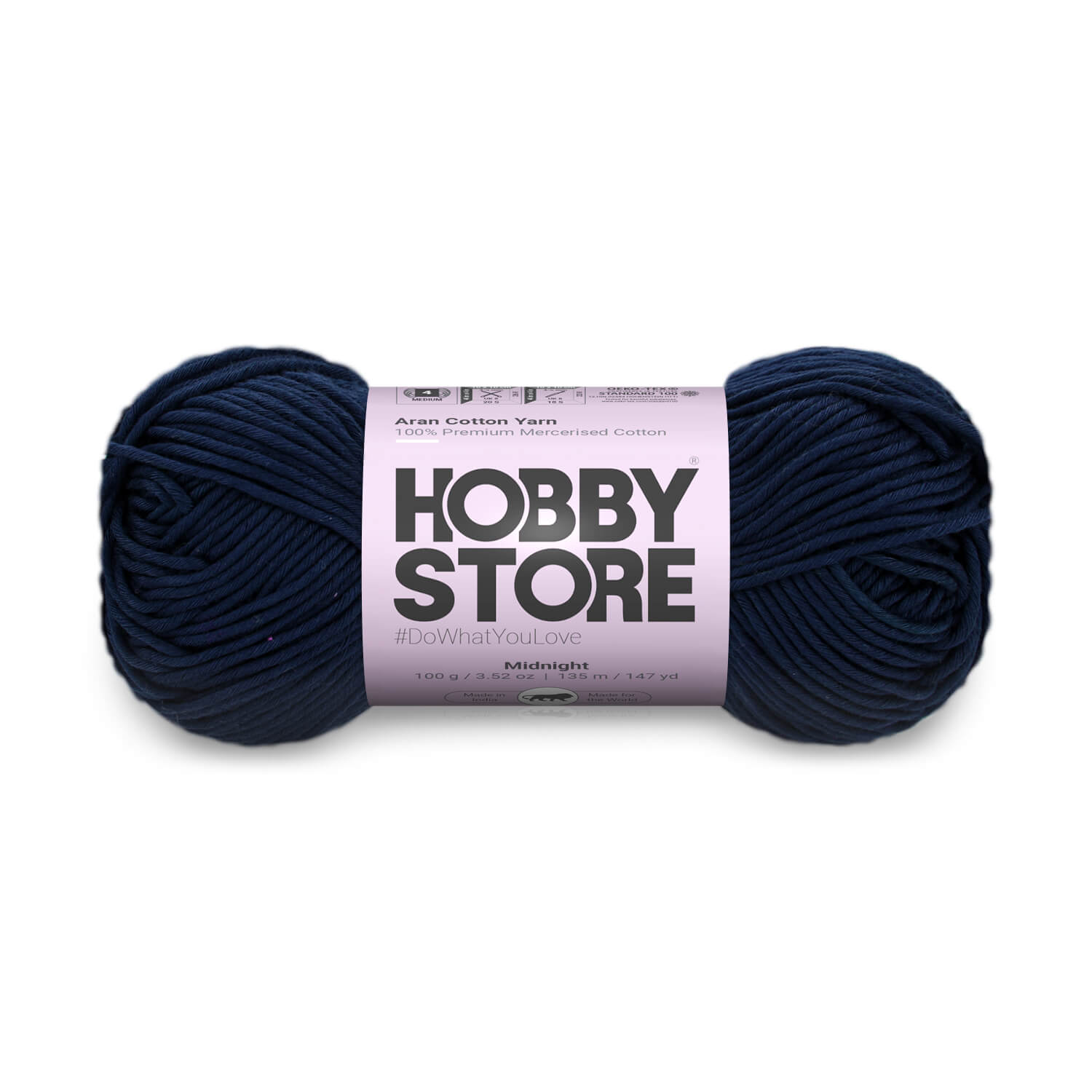 Aran Mercerised Cotton Yarn by Hobby Store - Midnight - 452