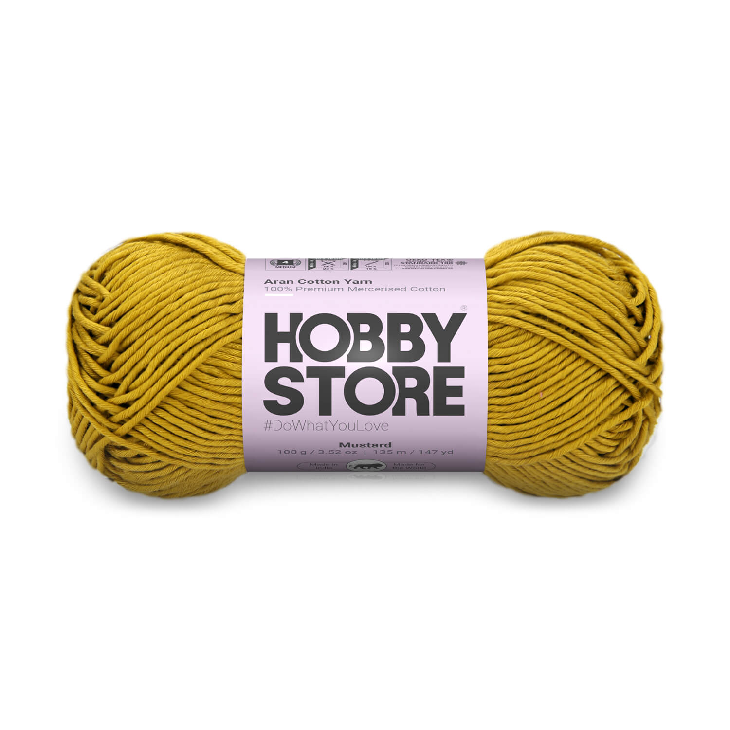Aran Mercerised Cotton Yarn by Hobby Store - Mustard - 432