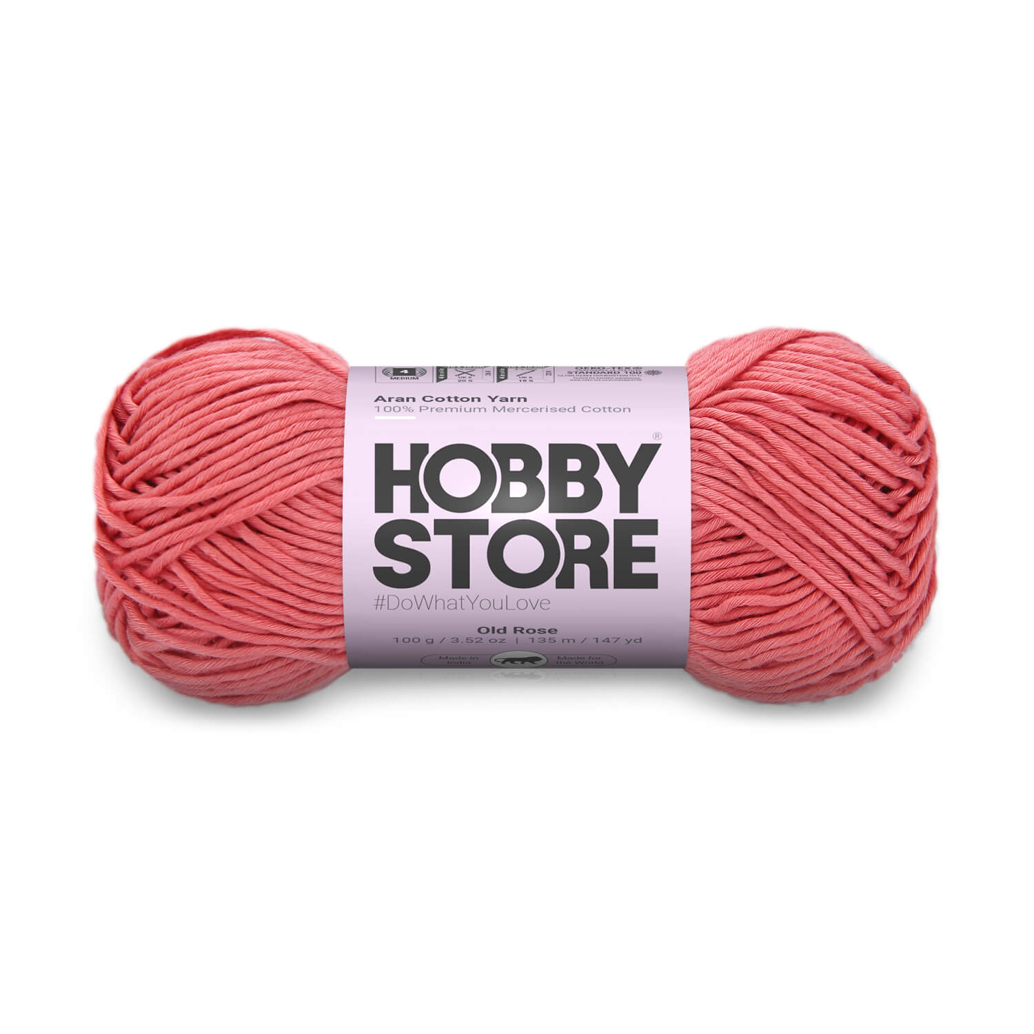 Aran Mercerised Cotton Yarn by Hobby Store - Old Rose - 434