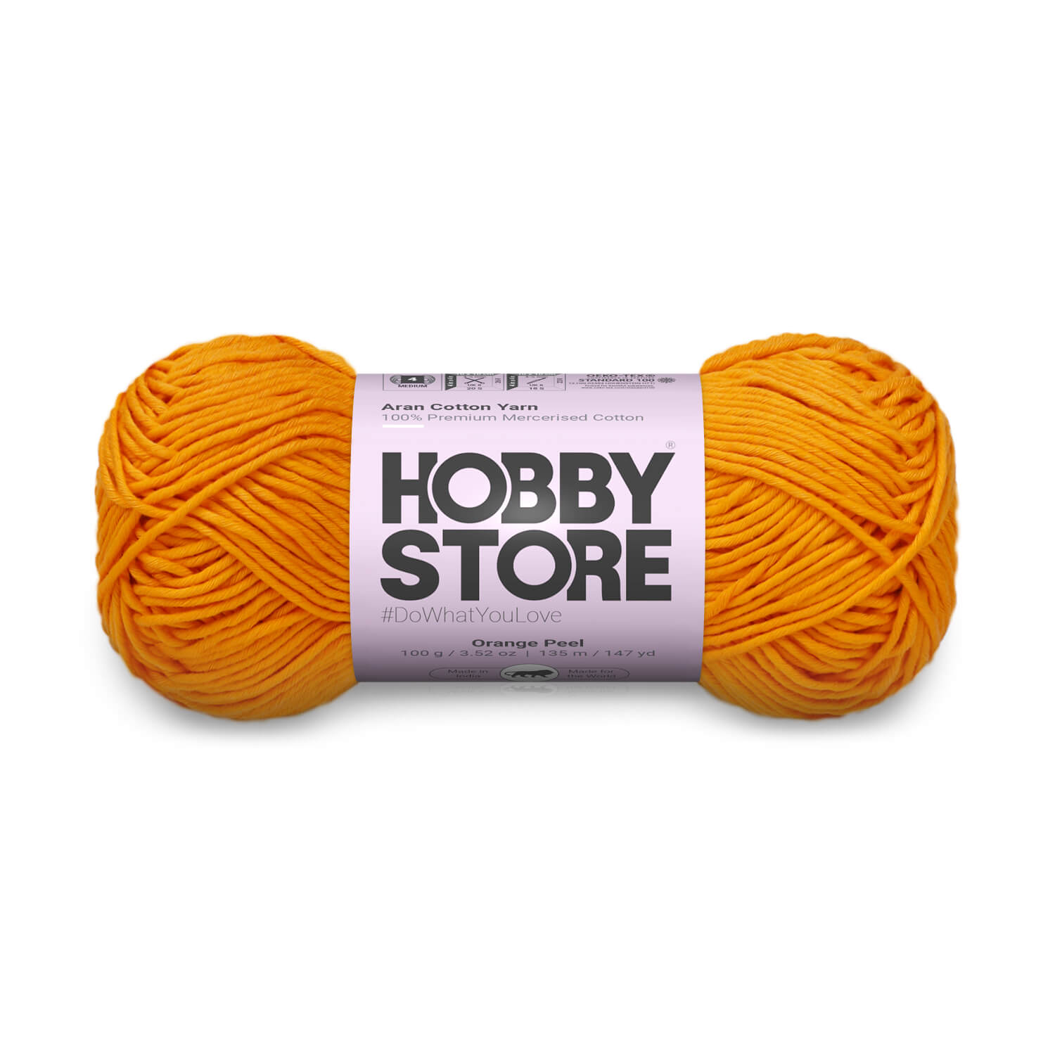 Aran Mercerised Cotton Yarn by Hobby Store - Orange Peel 466