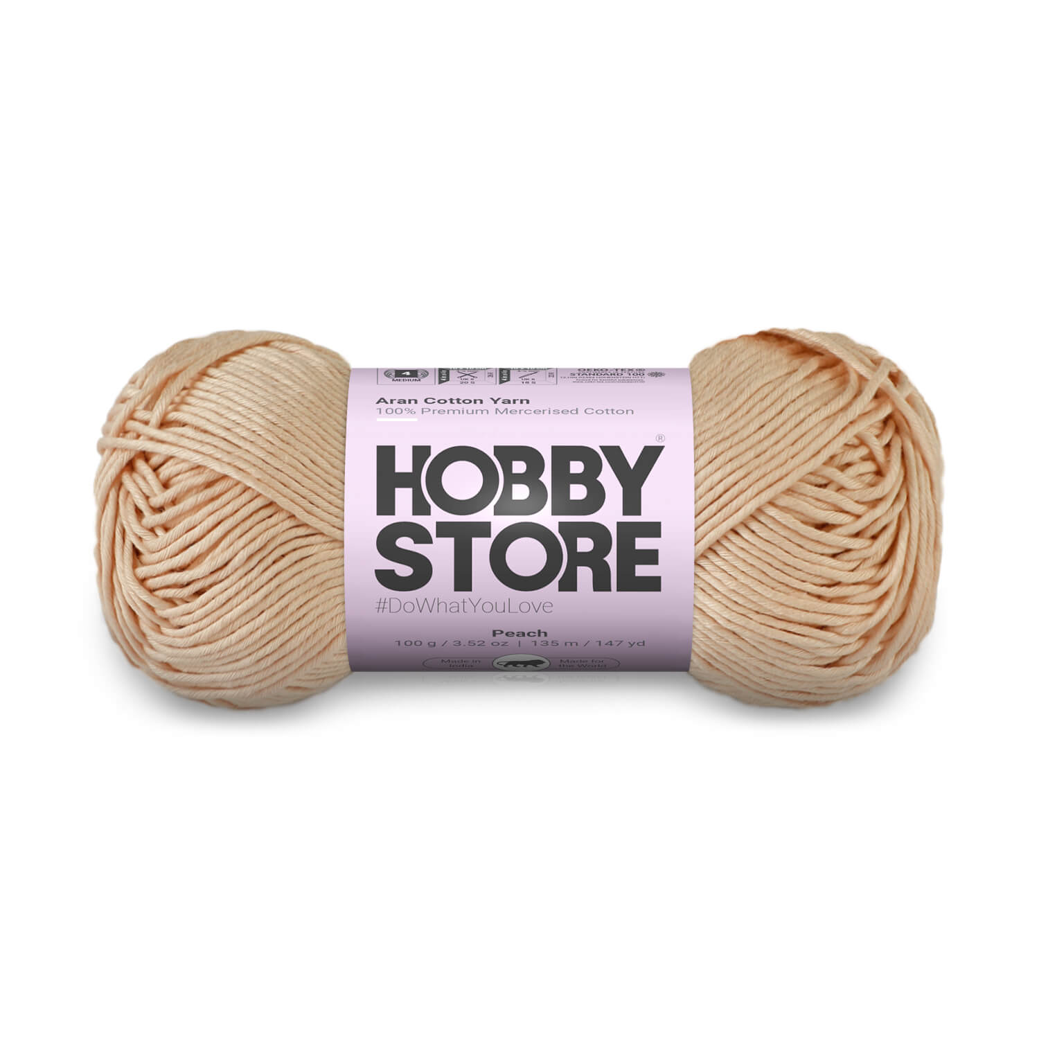 Aran Mercerised Cotton Yarn by Hobby Store - Peach 462