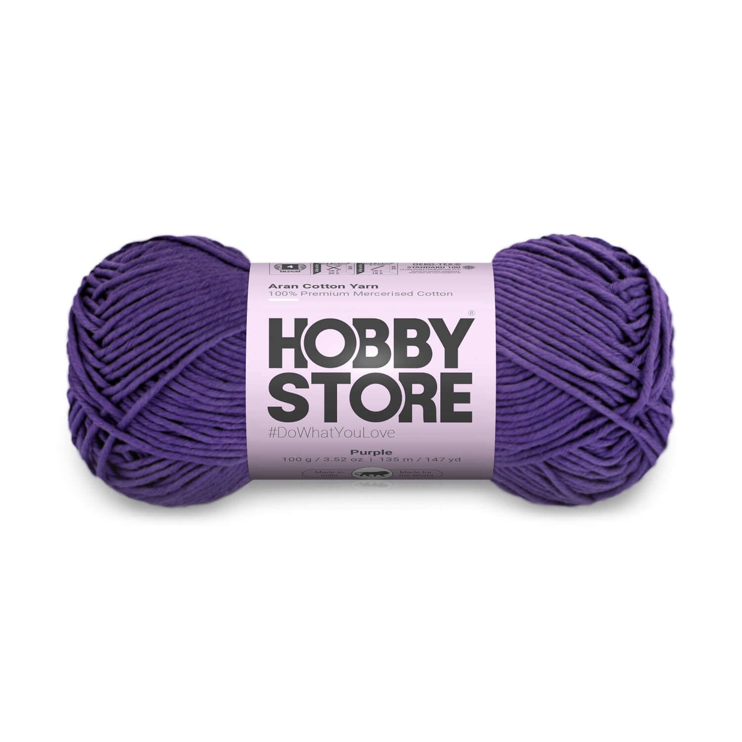 Aran Mercerised Cotton Yarn by Hobby Store - Purple - 461
