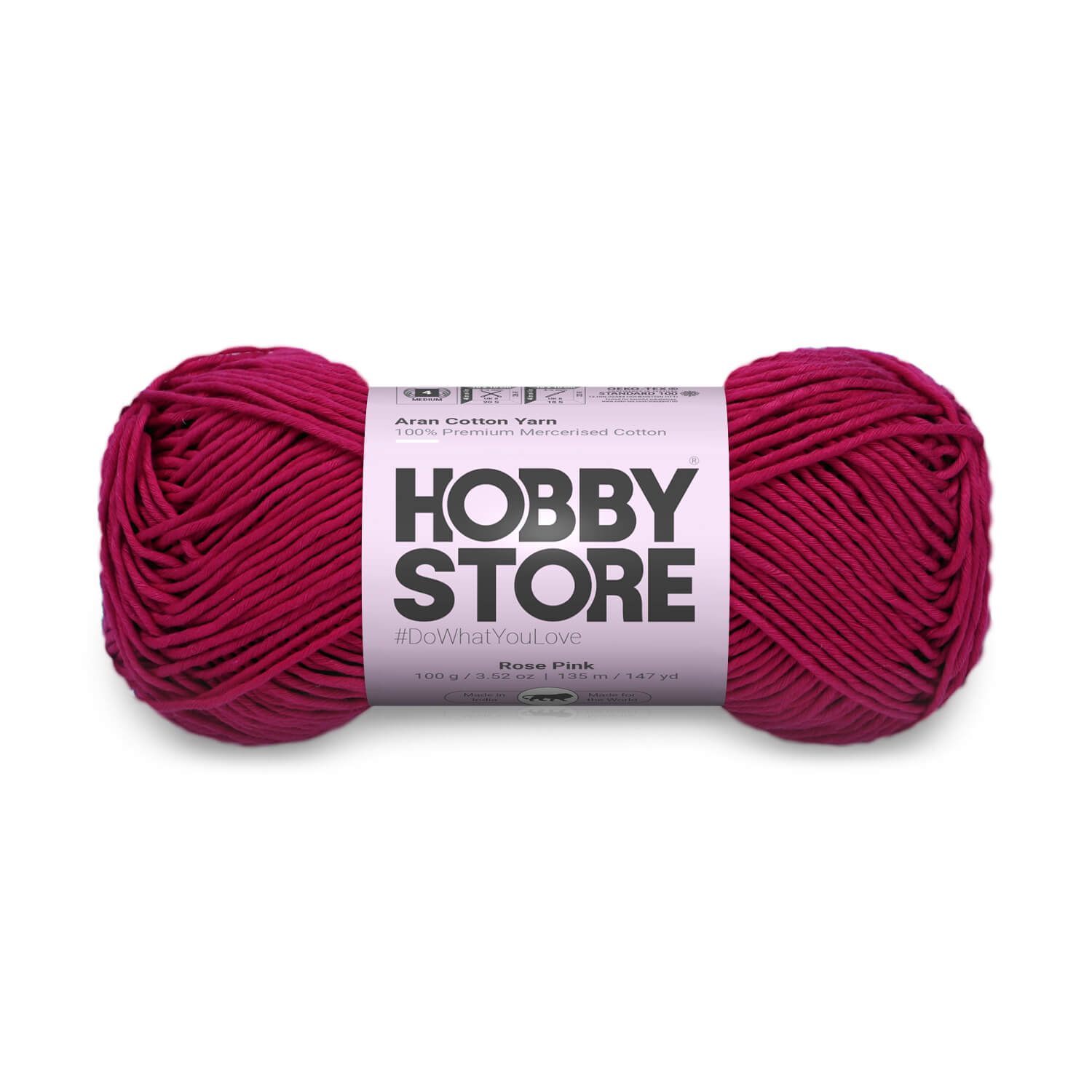 Aran Mercerised Cotton Yarn by Hobby Store - Rose Pink 453