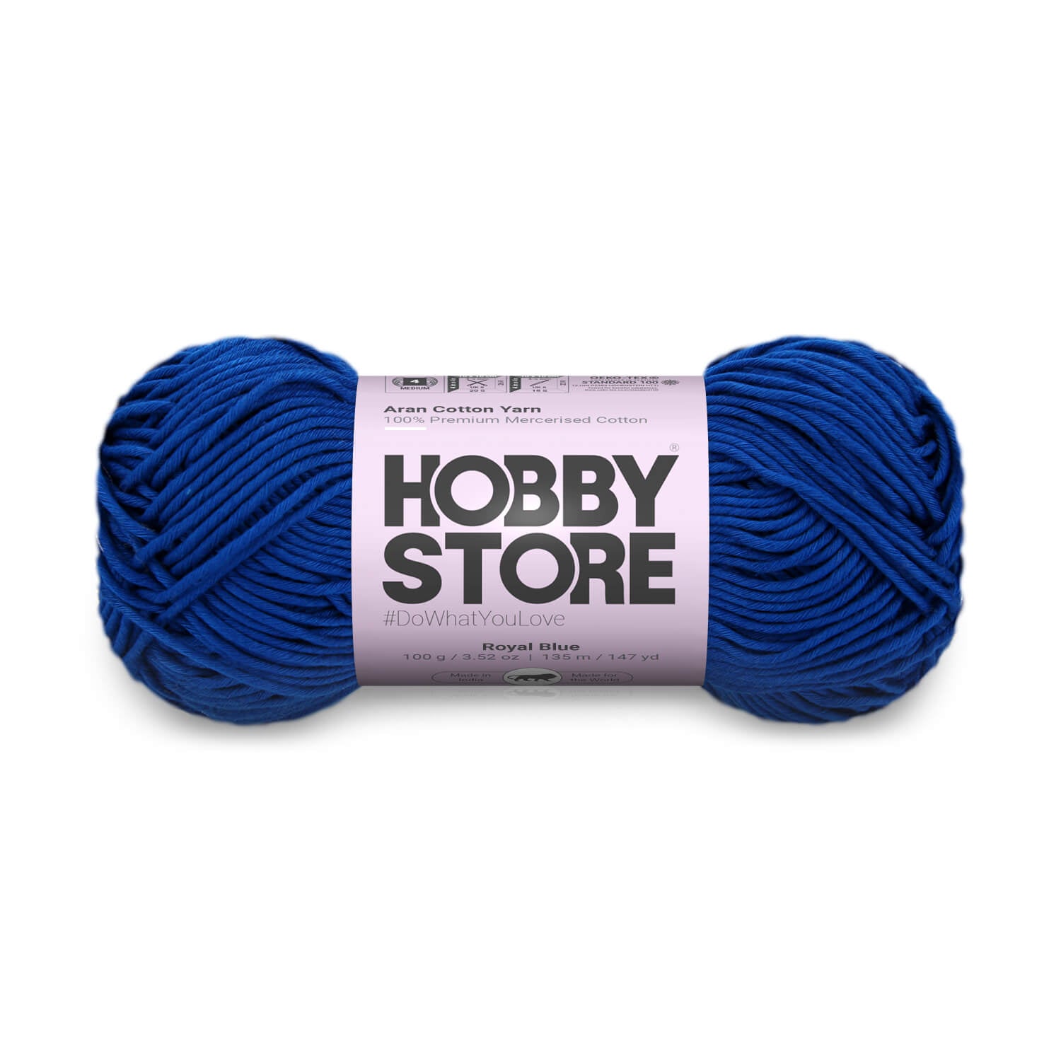 Aran Mercerised Cotton Yarn by Hobby Store - Royal Blue - 439