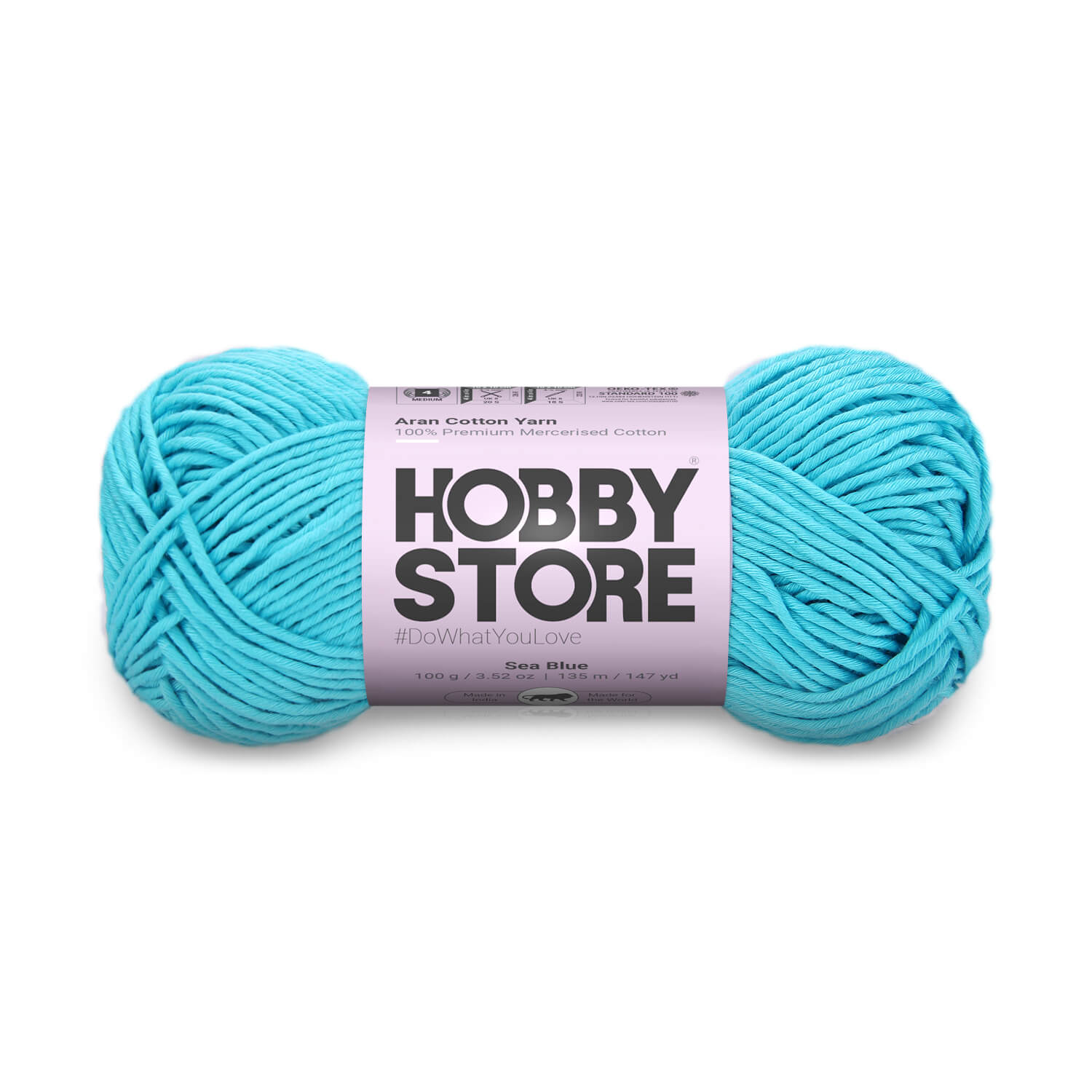 Aran Mercerised Cotton Yarn by Hobby Store - Sea Blue - 441