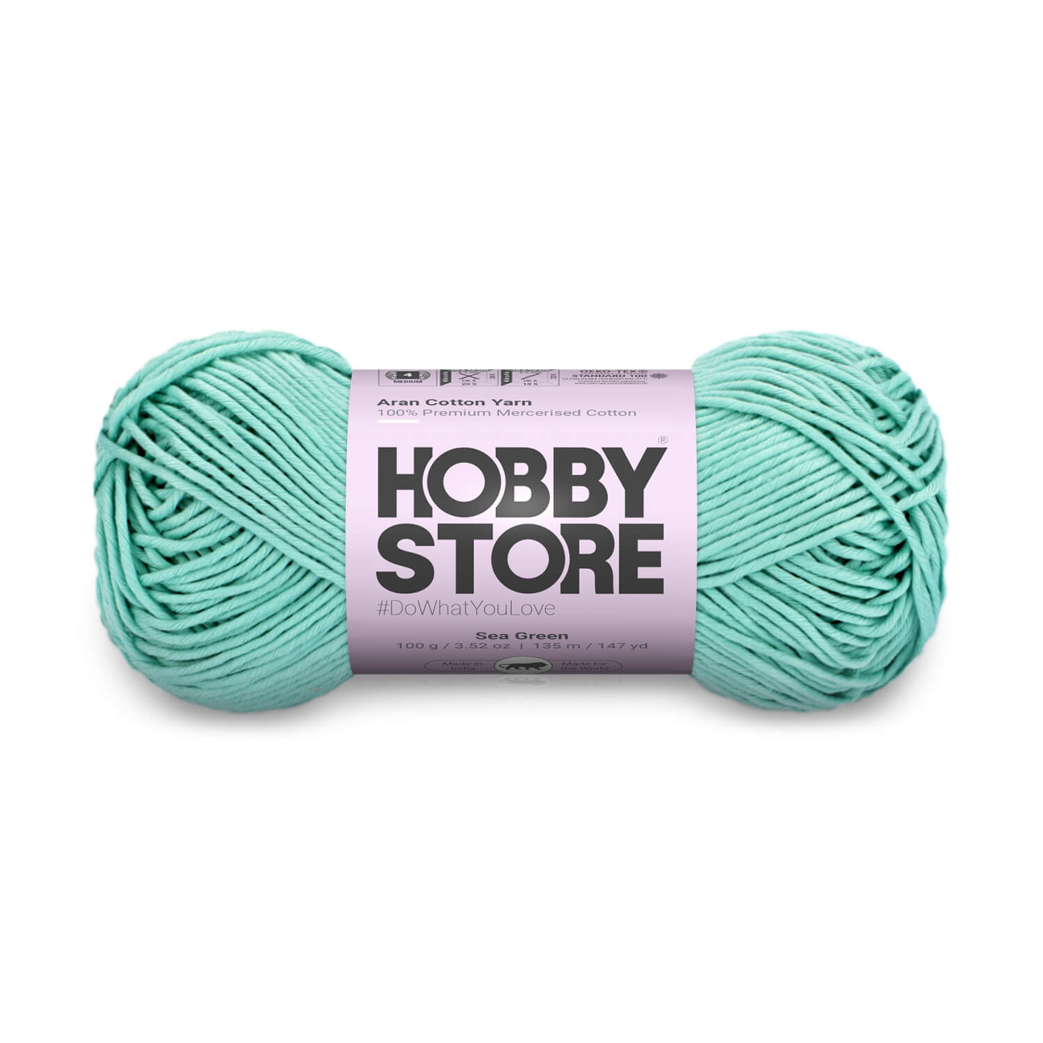 Aran Mercerised Cotton Yarn by Hobby Store - Sea Green - 460