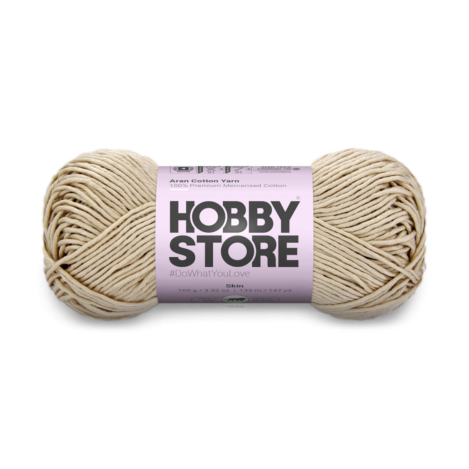 Aran Mercerised Cotton Yarn by Hobby Store - Skin - 442