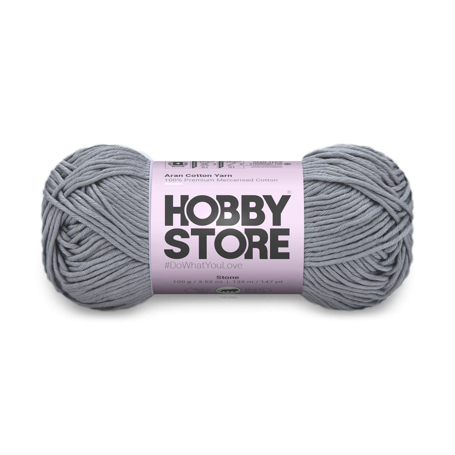 Aran Mercerised Cotton Yarn by Hobby Store - Stone - 445