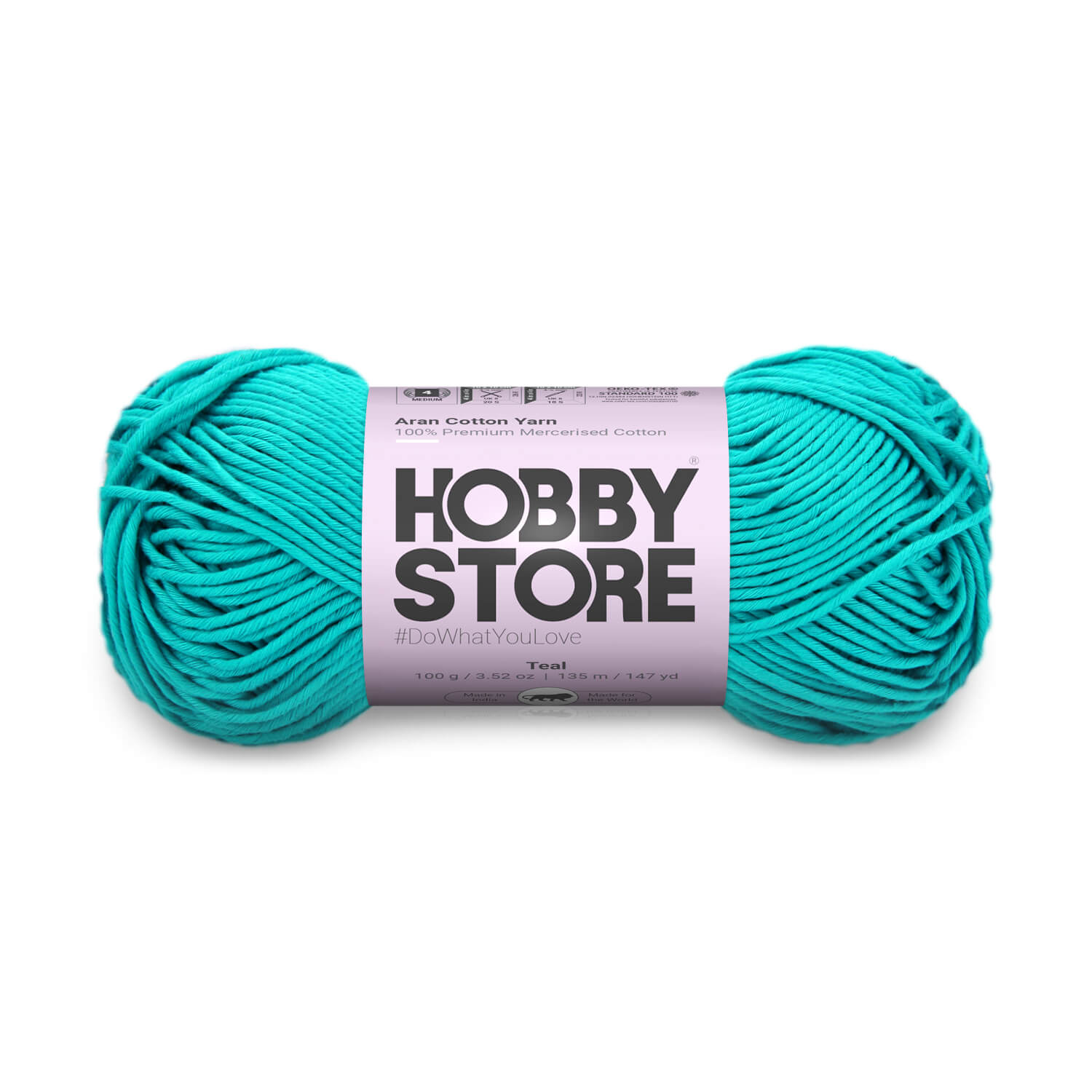 Aran Mercerised Cotton Yarn by Hobby Store - Teal - 447