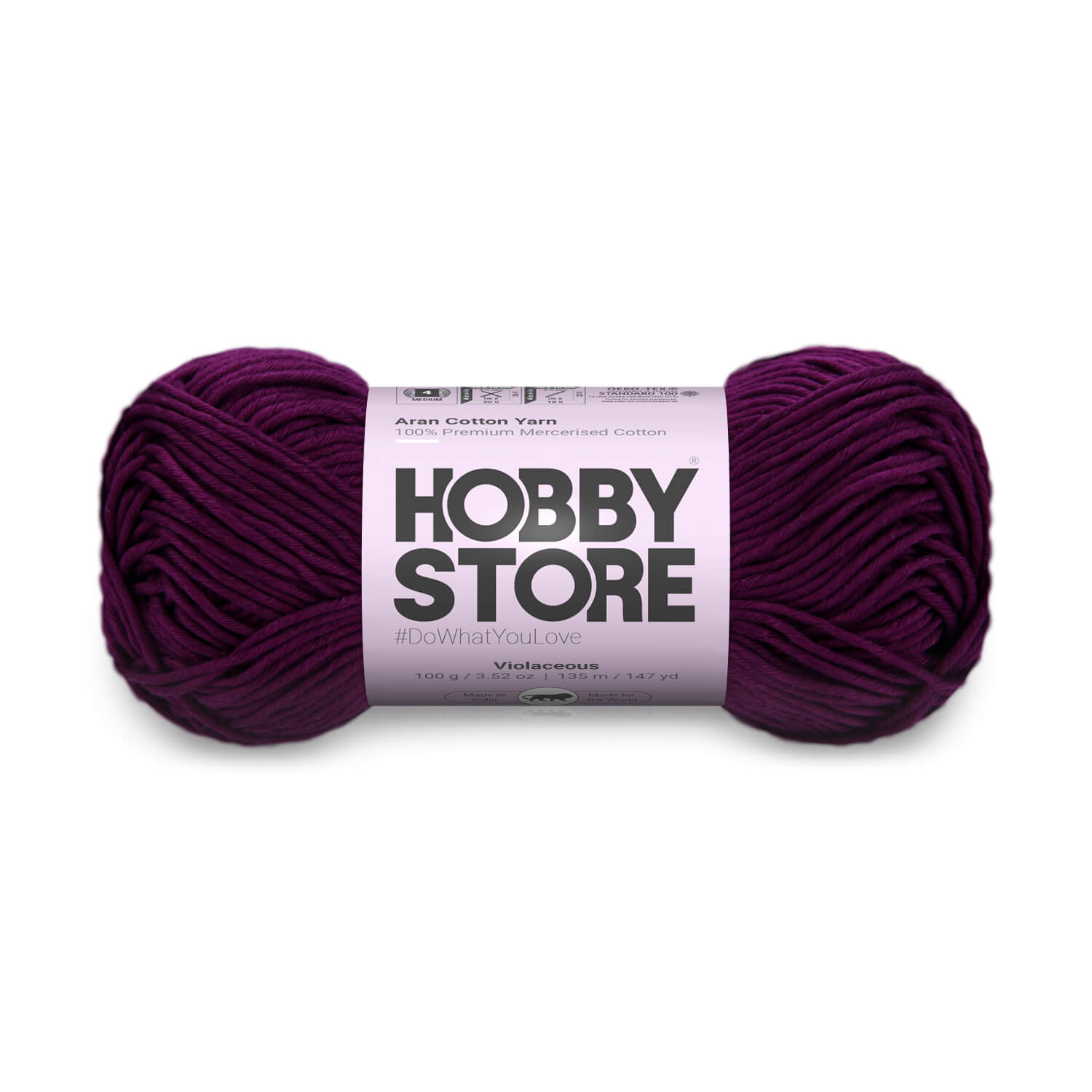 Aran Mercerised Cotton Yarn by Hobby Store - Violaceous - 449