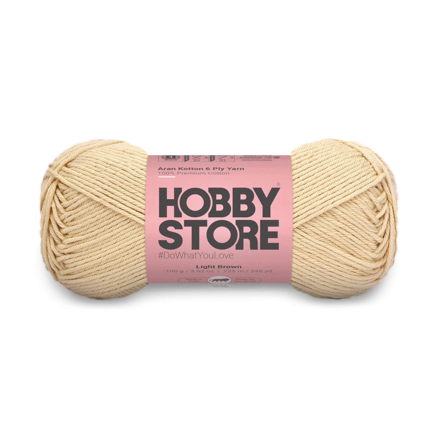 Aran Kotton 6 Ply Yarn by Hobby Store - Light Brown 502