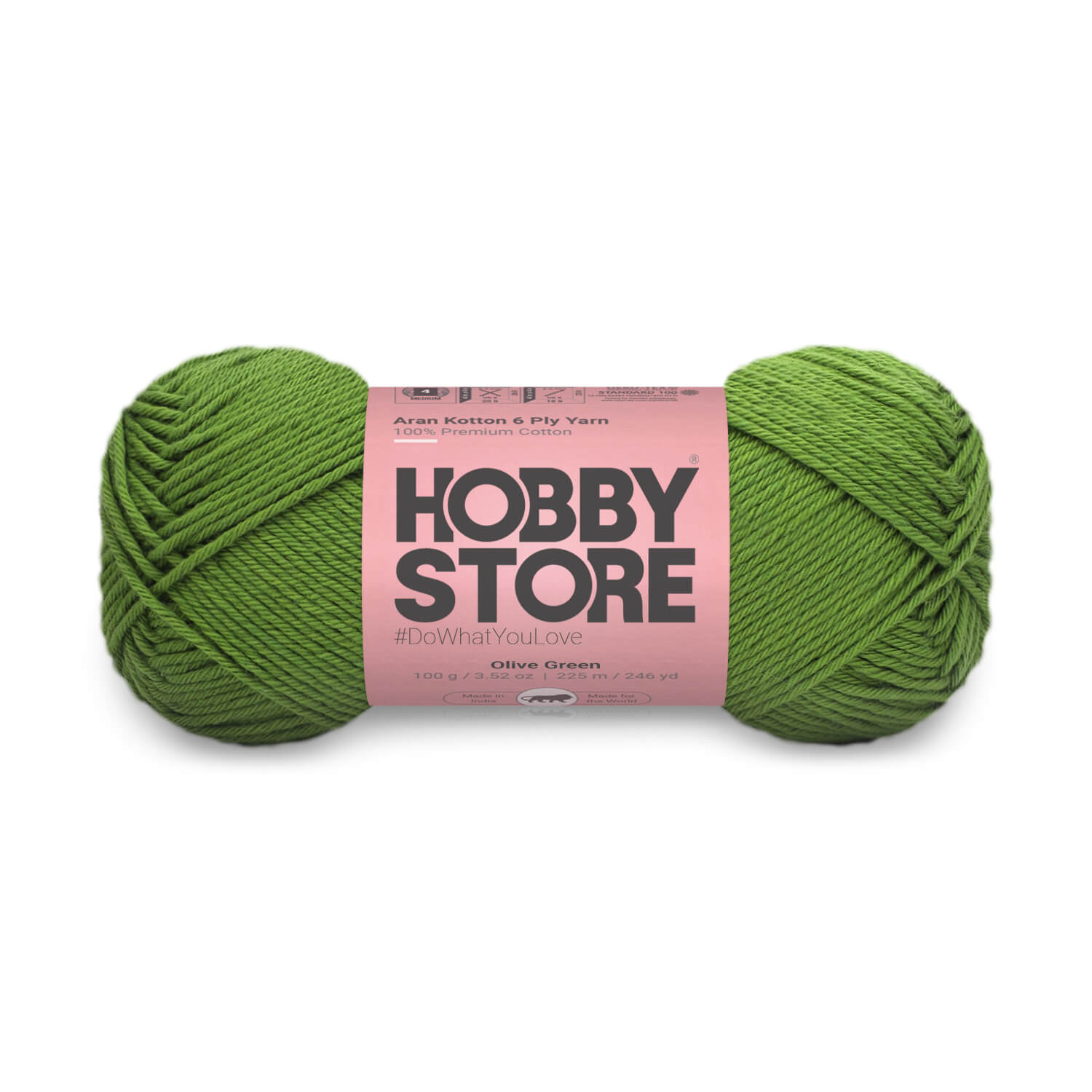 Aran Kotton 6 Ply Yarn by Hobby Store - Olive Green 503