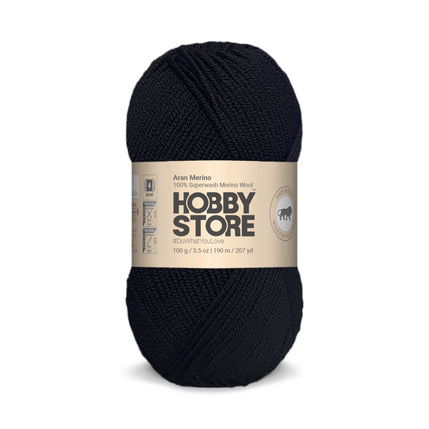 Aran Merino Wool by Hobby Store - Black AM006