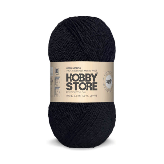 Aran Merino Wool by Hobby Store - Black AM006