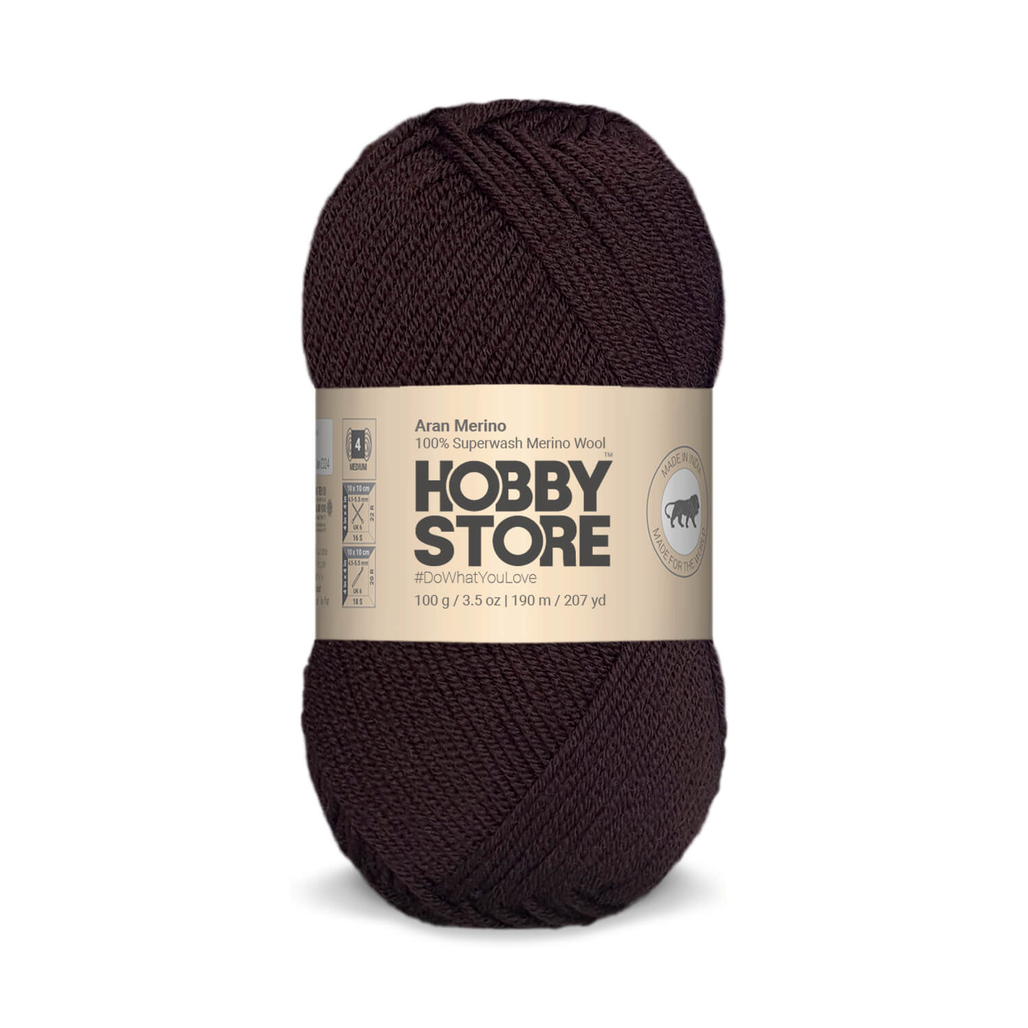 Aran Merino Wool by Hobby Store - Dark Brown AM013