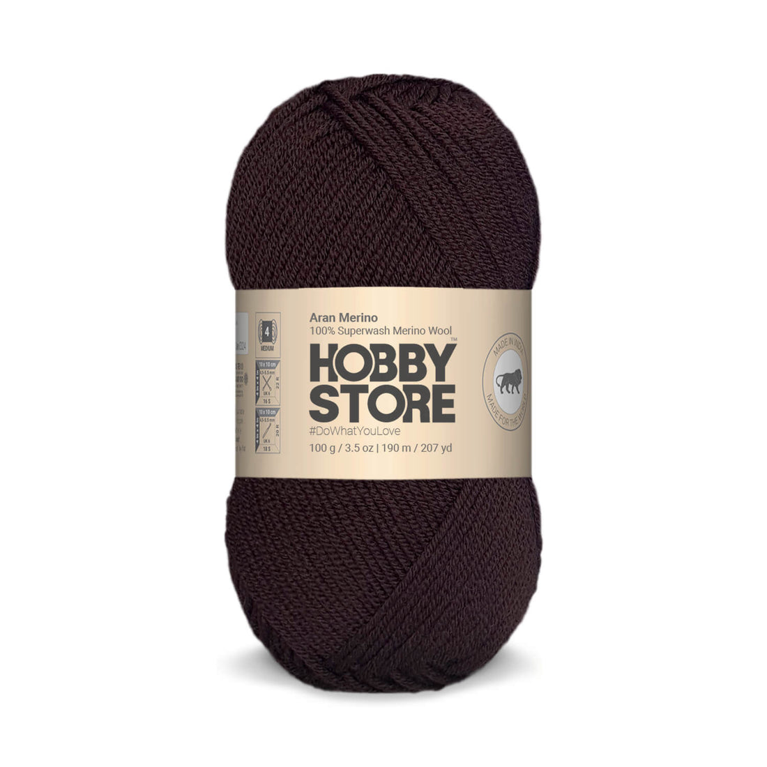 Aran Merino Wool by Hobby Store - Dark Brown AM013