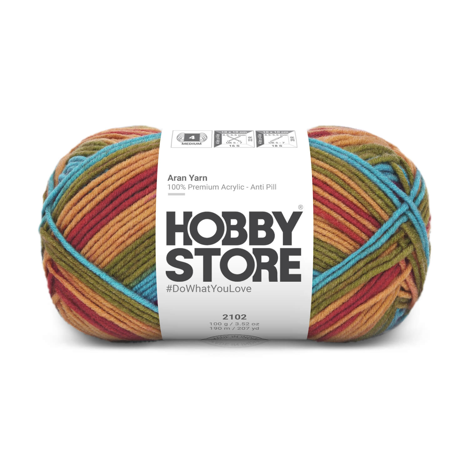 Aran Anti-Pill Yarn by Hobby Store - Multi-Color 2102