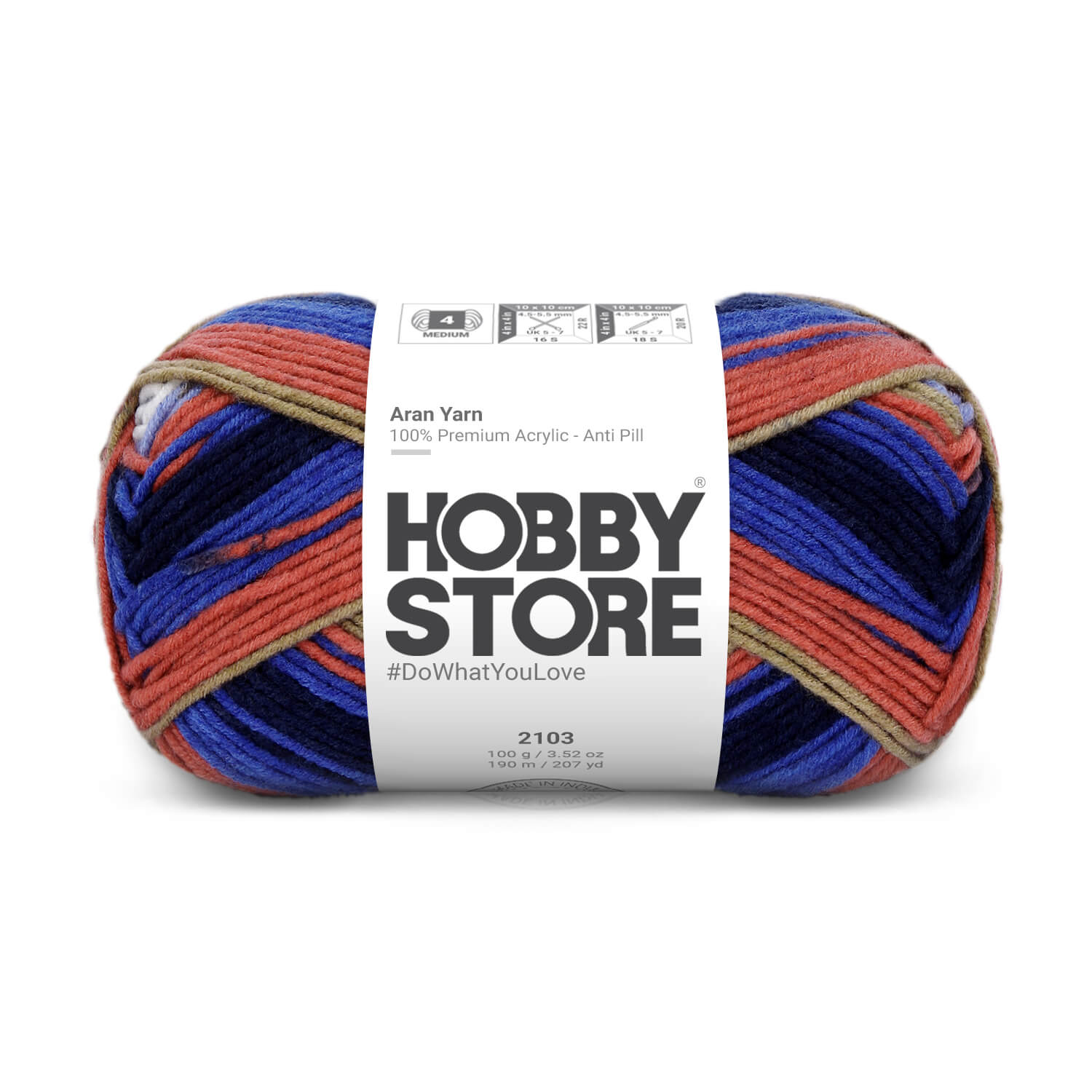 Aran Anti-Pill Yarn by Hobby Store - Multi-Color 2103