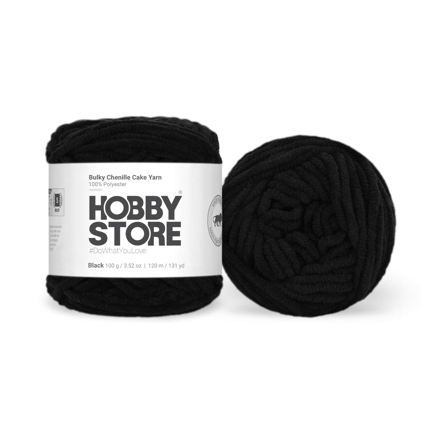 Bulky Chenille Cake Yarn by Hobby Store - Black 59102