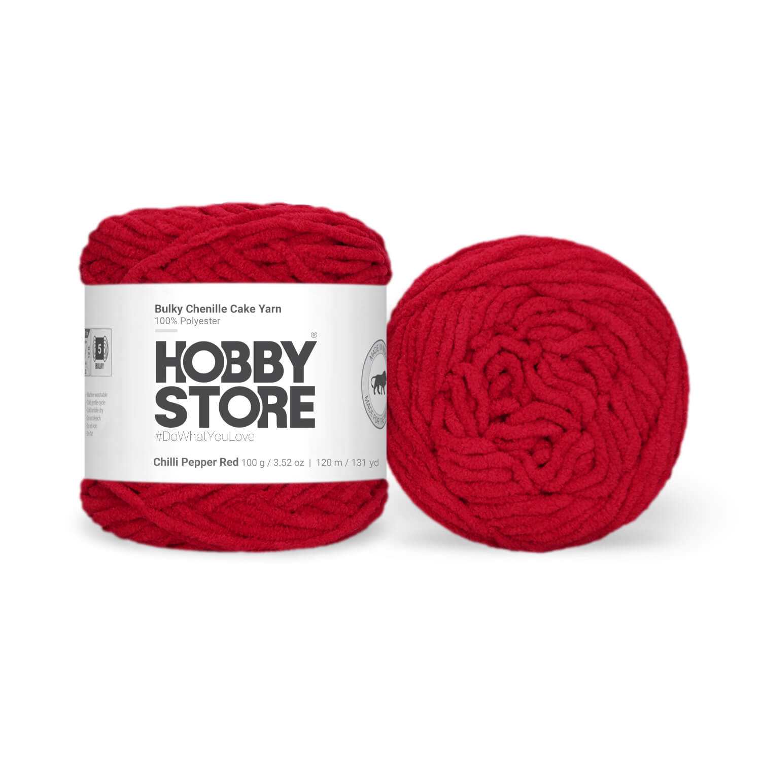 Bulky Chenille Cake Yarn by Hobby Store - Chilli Pepper Red 59139