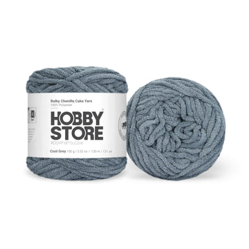 Bulky Chenille Cake Yarn by Hobby Store - Cool Grey 59123