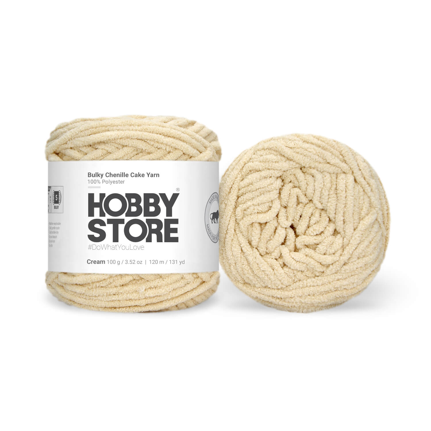 Super Bulky Chenille Cake Yarn by Hobby Store - Cream 69146