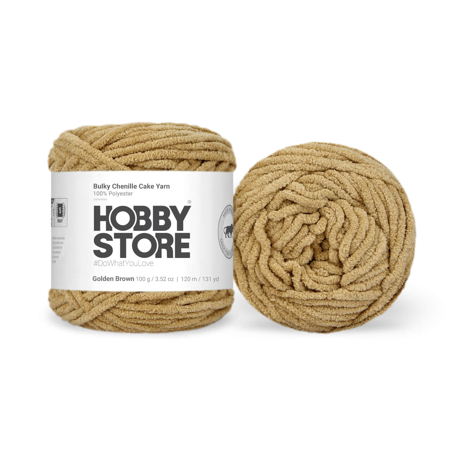 Bulky Chenille Cake Yarn by Hobby Store - Golden Brown 59103