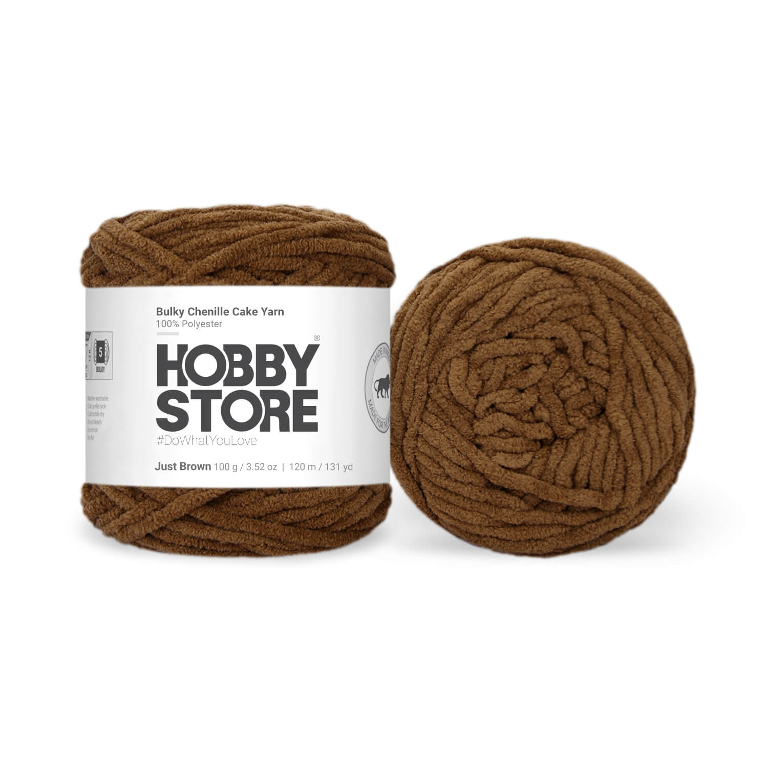 Bulky Chenille Cake Yarn by Hobby Store - Just Brown 59113