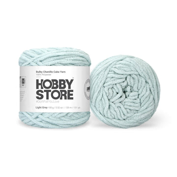 Bulky Chenille Cake Yarn by Hobby Store - Light Grey (Light Sky) 59154