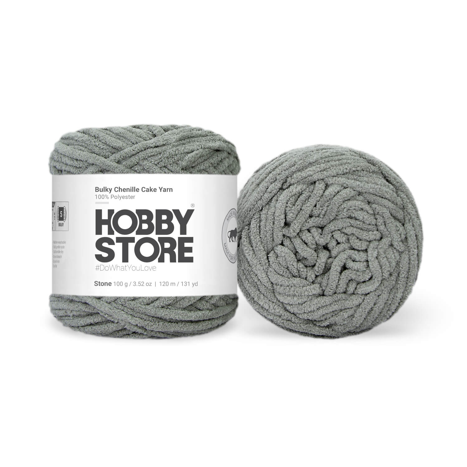 Bulky Chenille Cake Yarn by Hobby Store - Stone 59124