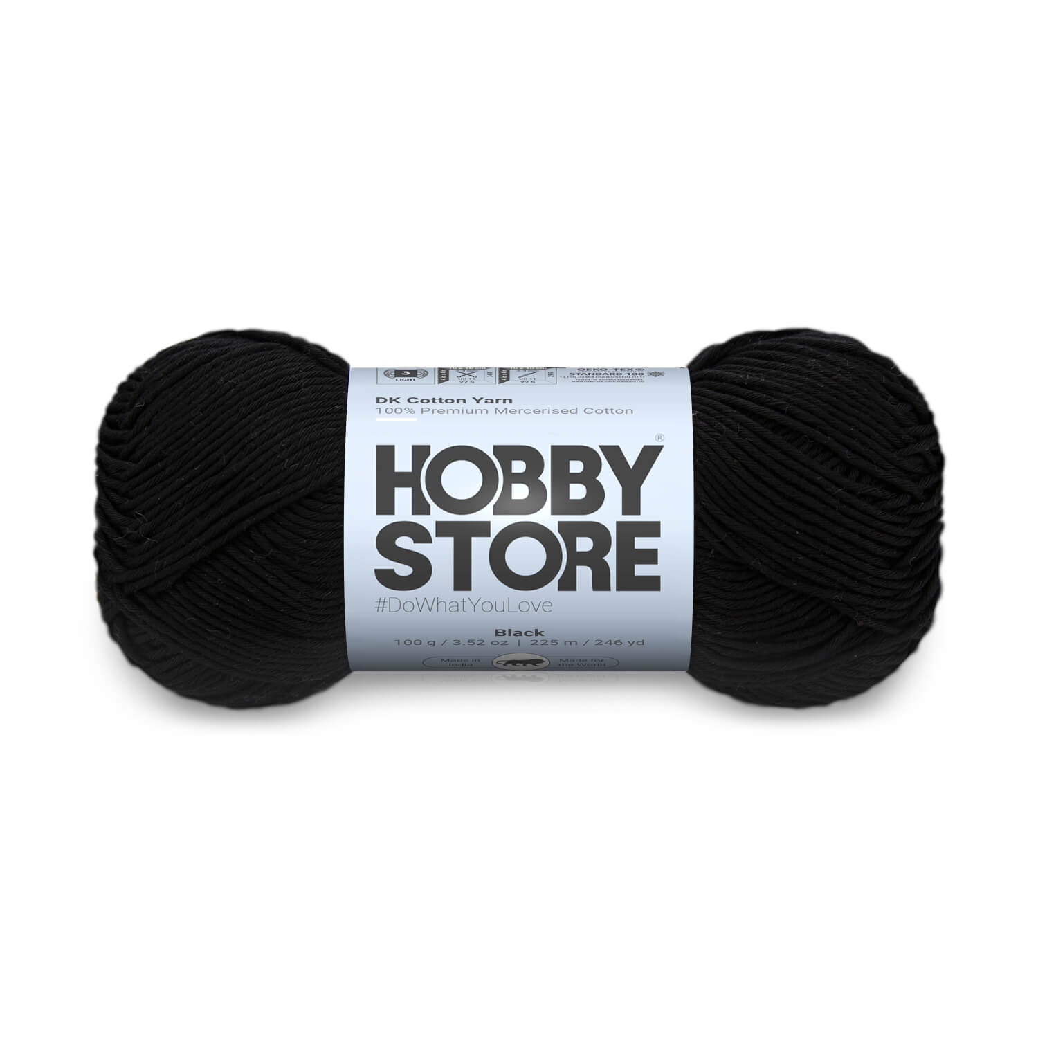 DK Mercerised Cotton Yarn by Hobby Store - Black - 304