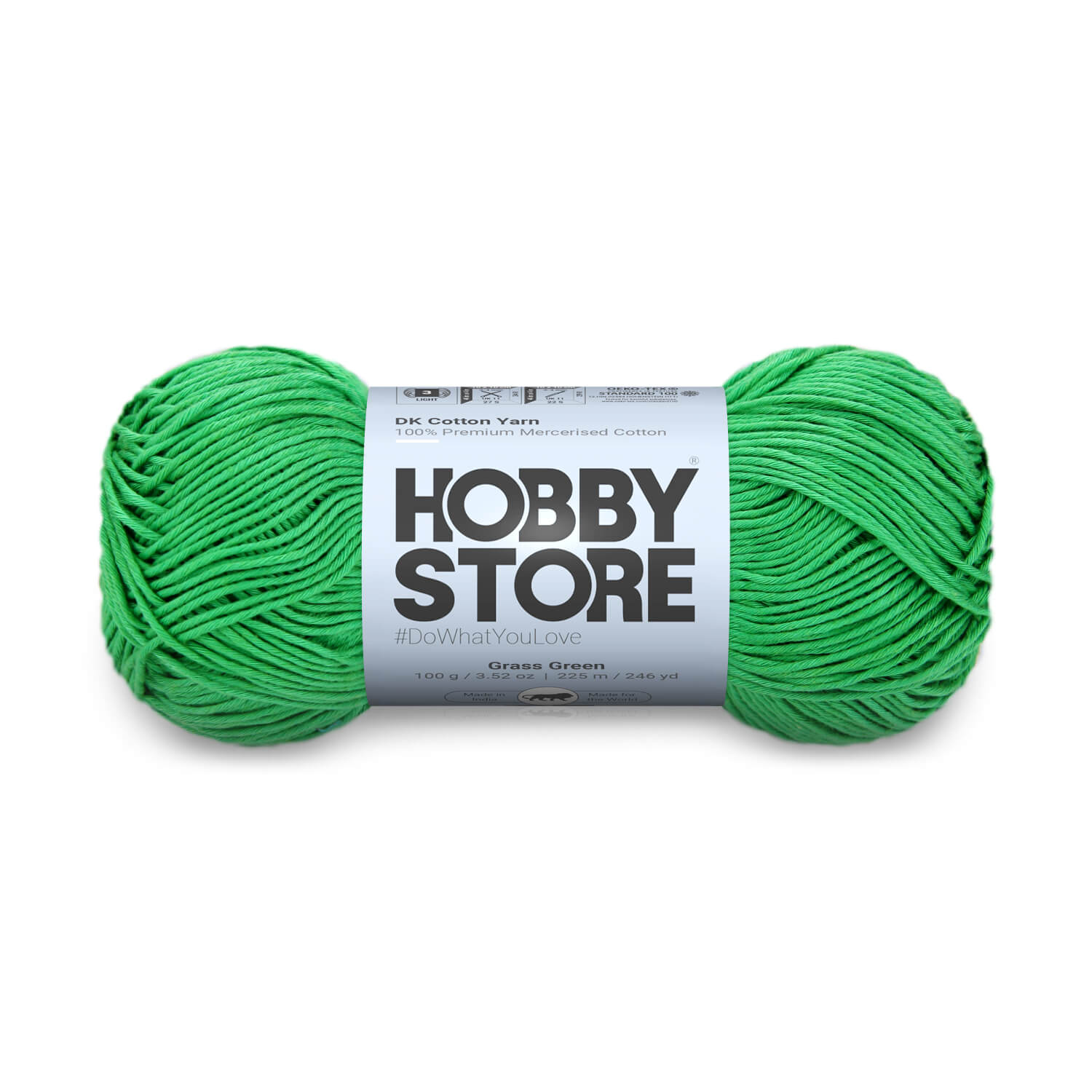 DK Mercerised Cotton Yarn by Hobby Store - Grass Green - 318