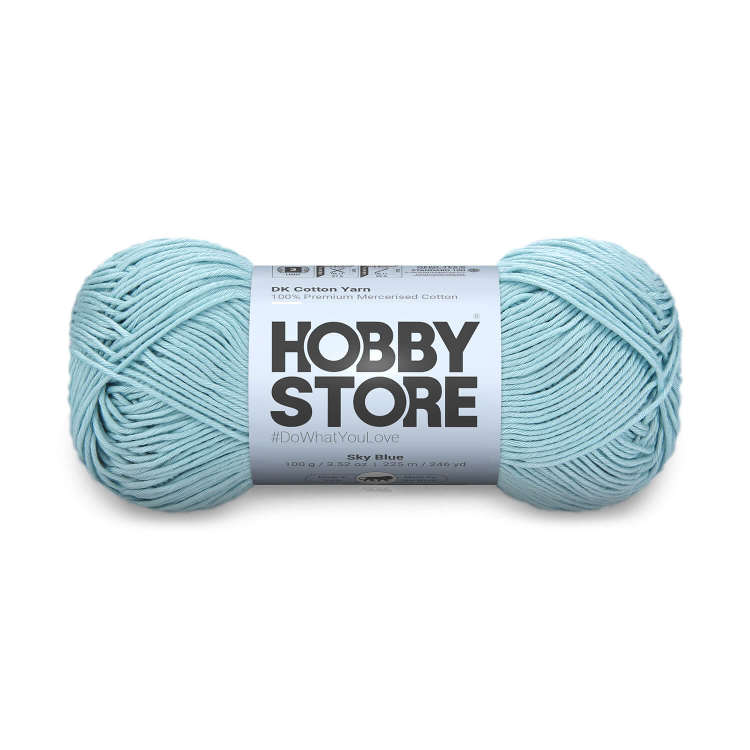 DK Mercerised Cotton Yarn by Hobby Store - Sky Blue - 343