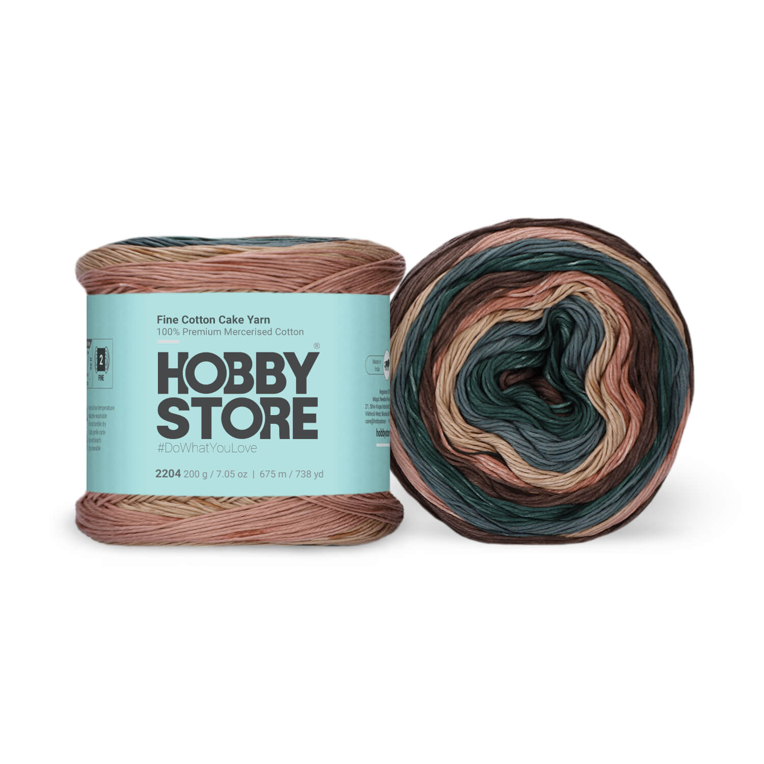 Fine Mercerised Cotton Cake Yarn by Hobby Store 200 g - Multi-Color 2204