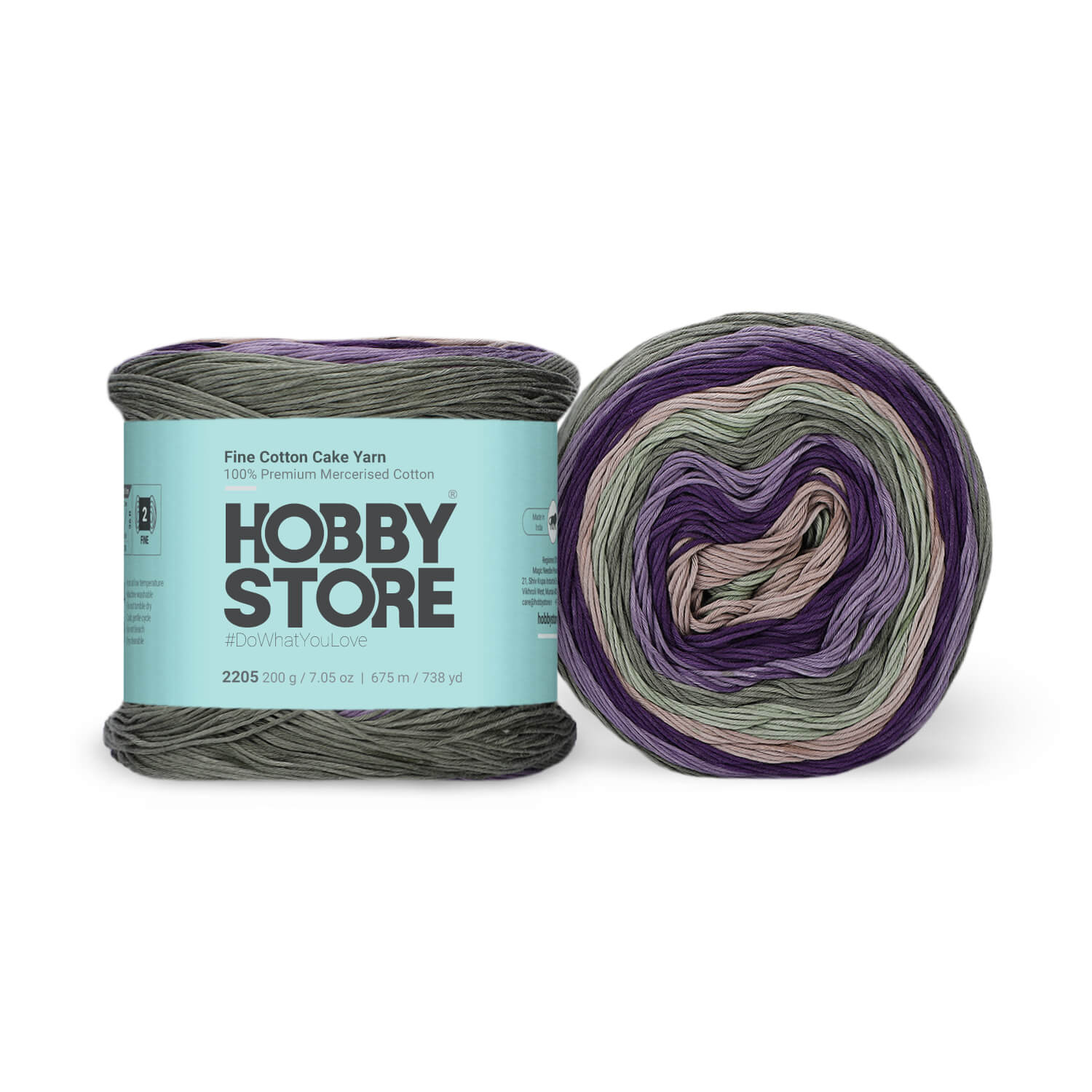 Fine Mercerised Cotton Cake Yarn by Hobby Store 200 g - Multi-Color 2205