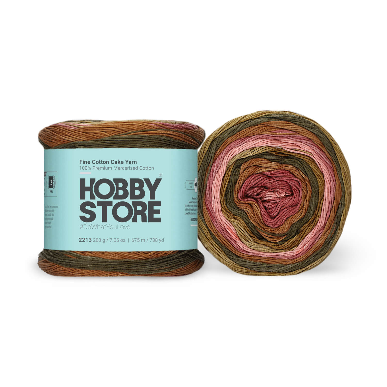 Fine Mercerised Cotton Cake Yarn by Hobby Store 200 g - Multi-Color 2213
