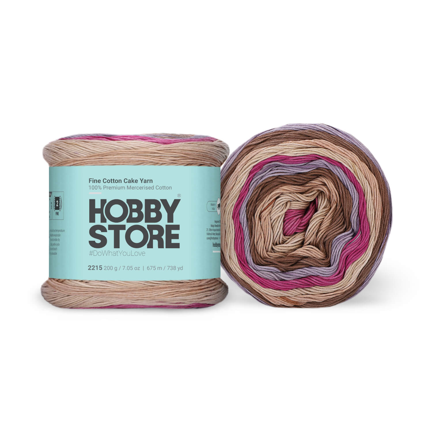 Fine Mercerised Cotton Cake Yarn by Hobby Store 200 g - Multi-Color 2215