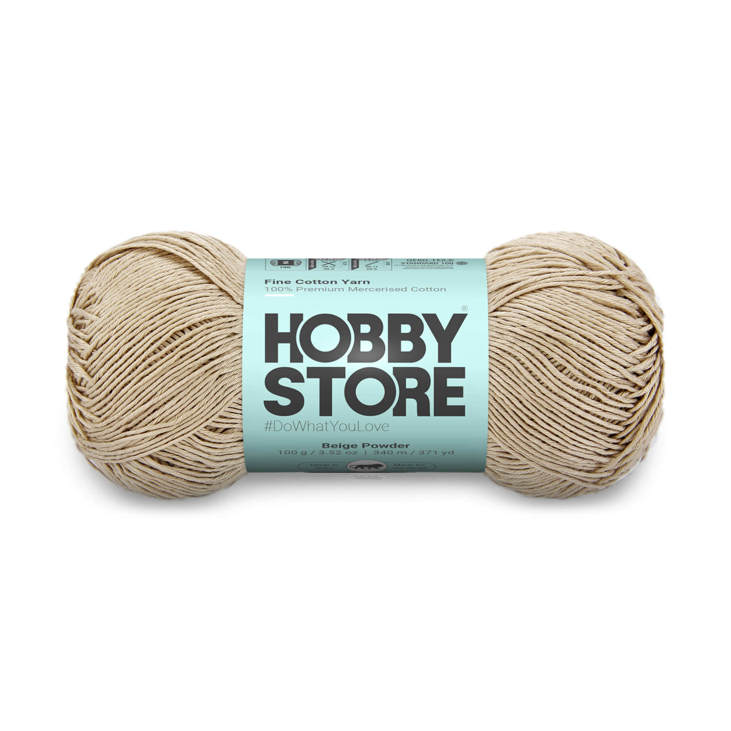 Fine Mercerised Cotton Yarn by Hobby Store - Beige Powder - 203