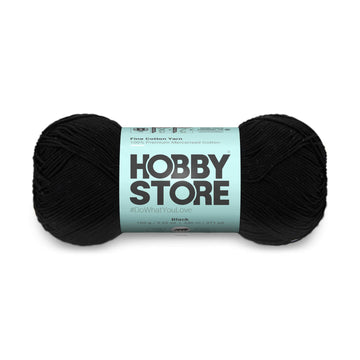 Fine Mercerised Cotton Yarn by Hobby Store - Black - 204