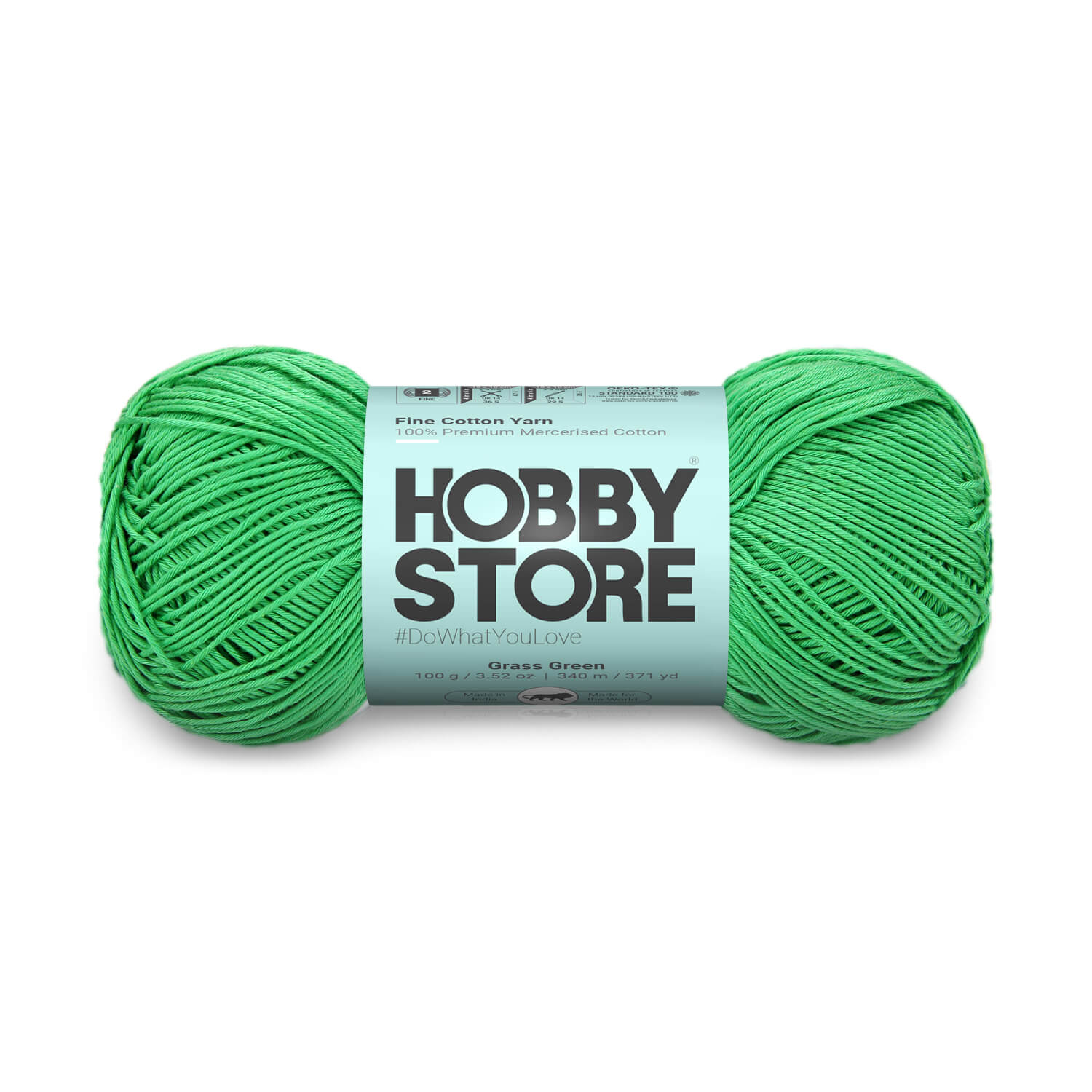 Fine Mercerised Cotton Yarn by Hobby Store - Grass Green - 218