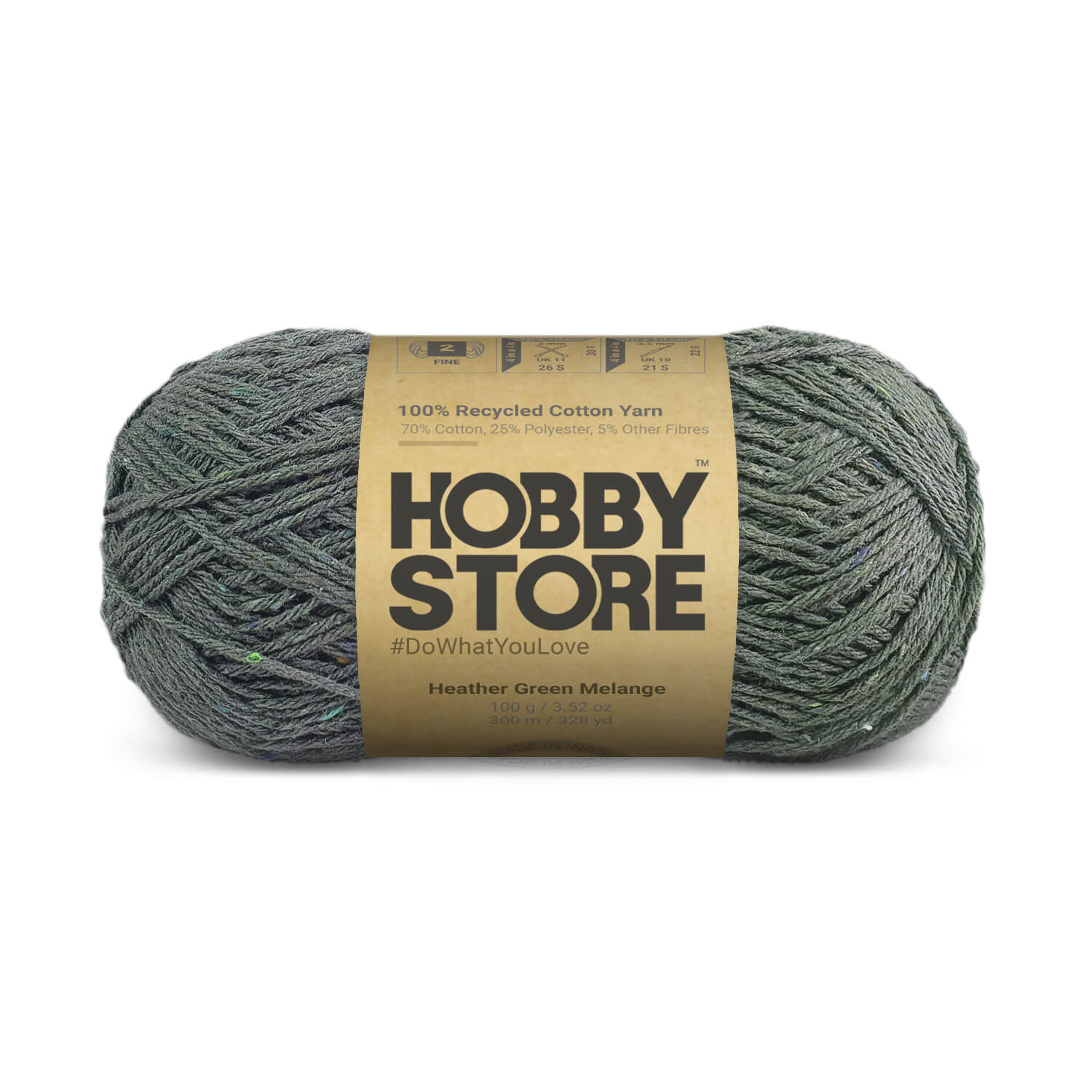 Recycled Cotton Yarn by Hobby Store - Heather Green Melange 8902