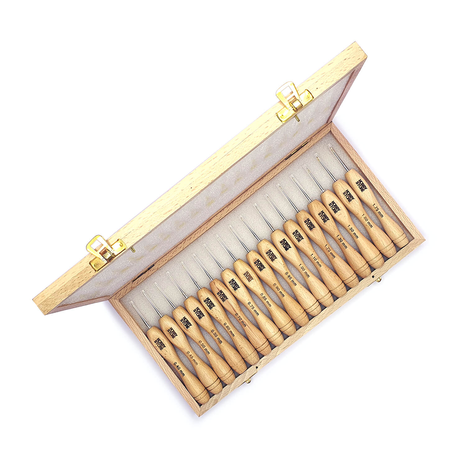 Hobby Store Steel Crochet Hook Set with Ergonomic Wooden Handle