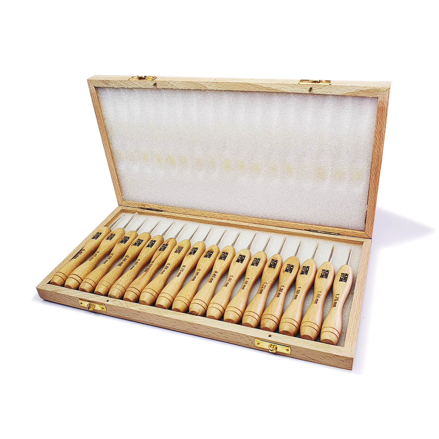 Hobby Store Steel Crochet Hook Set with Ergonomic Wooden Handle