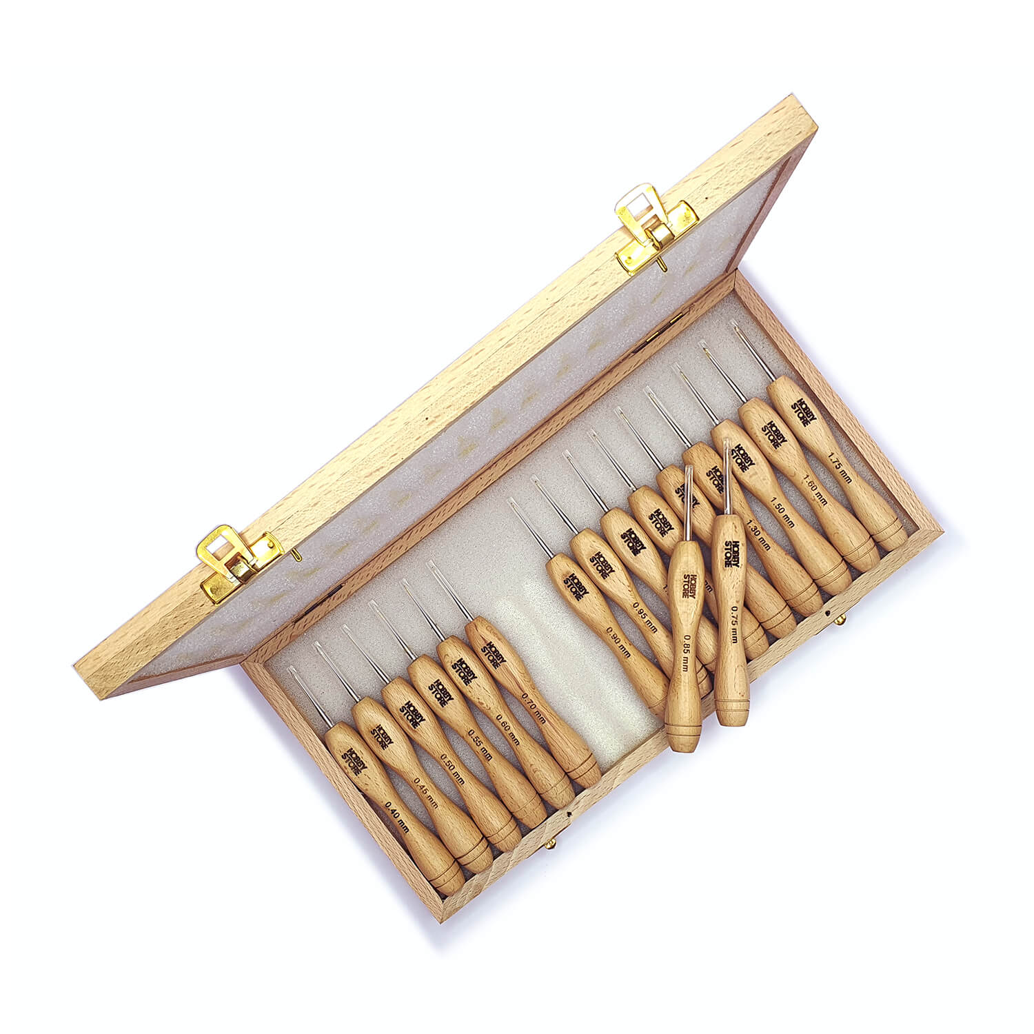 Hobby Store Steel Crochet Hook Set with Ergonomic Wooden Handle