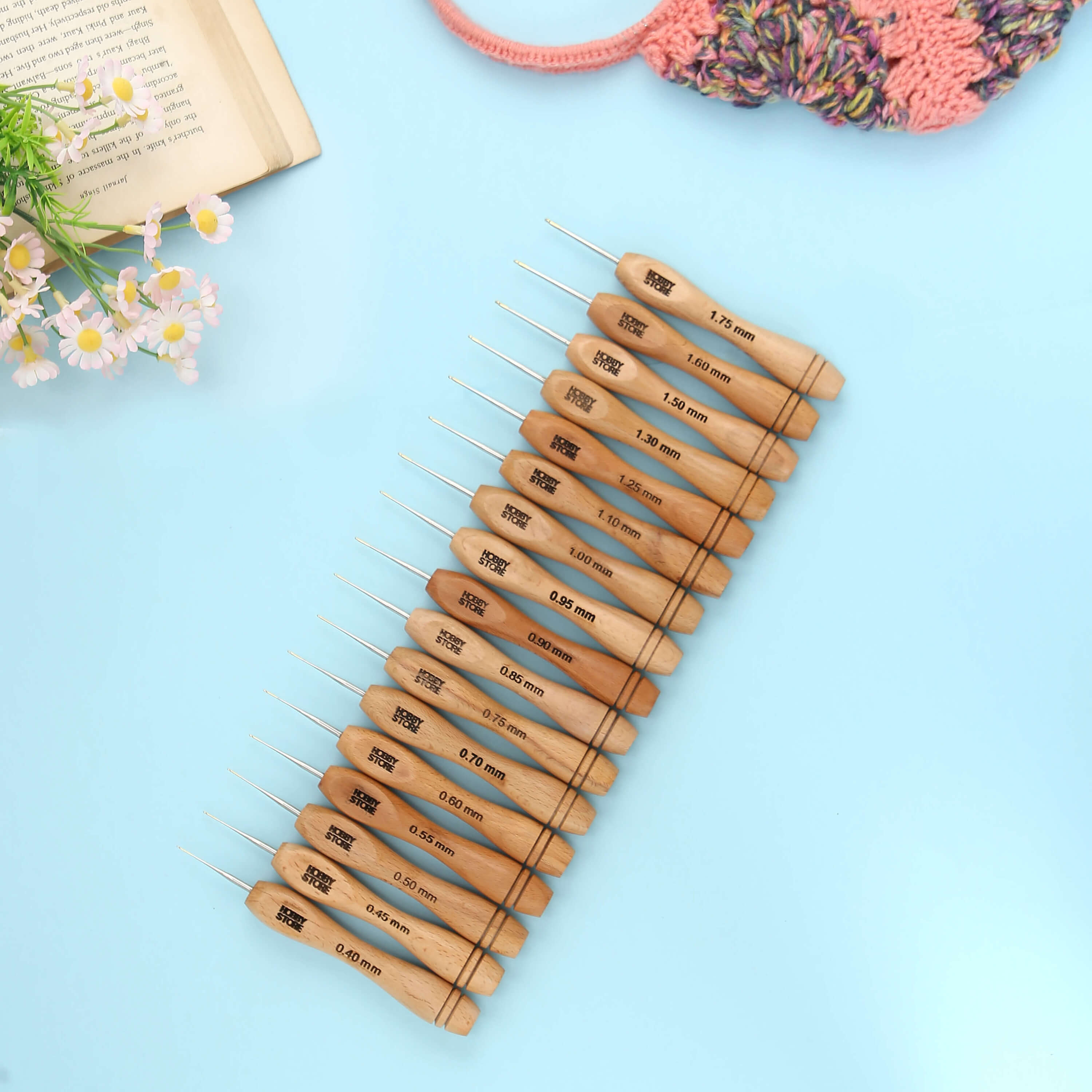 Steel Crochet Hooks with Wood Handle by Hobby Store