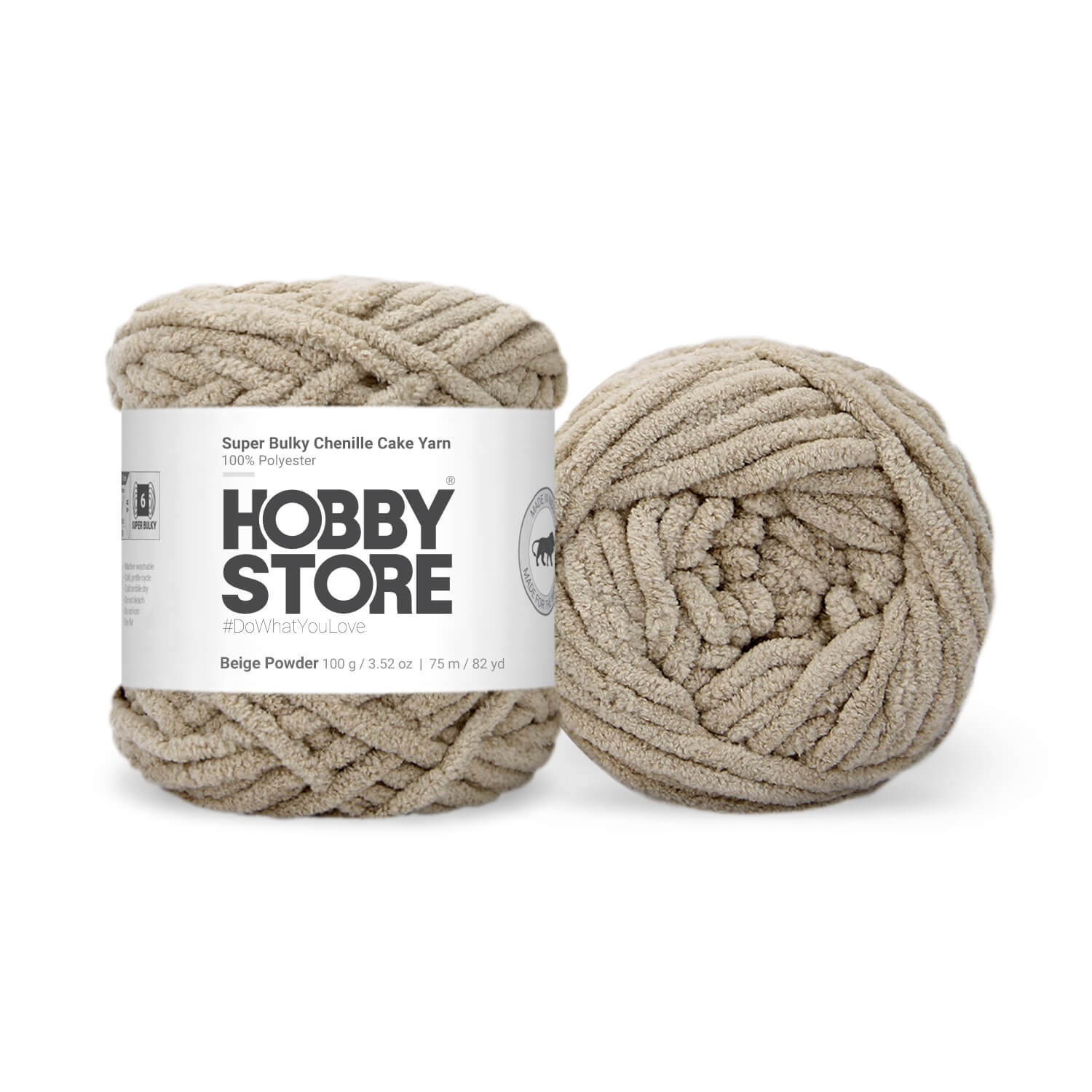 Super Bulky Chenille Cake Yarn by Hobby Store - Beige Powder 69104